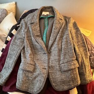 LOFT Gray Herringbone Blazer